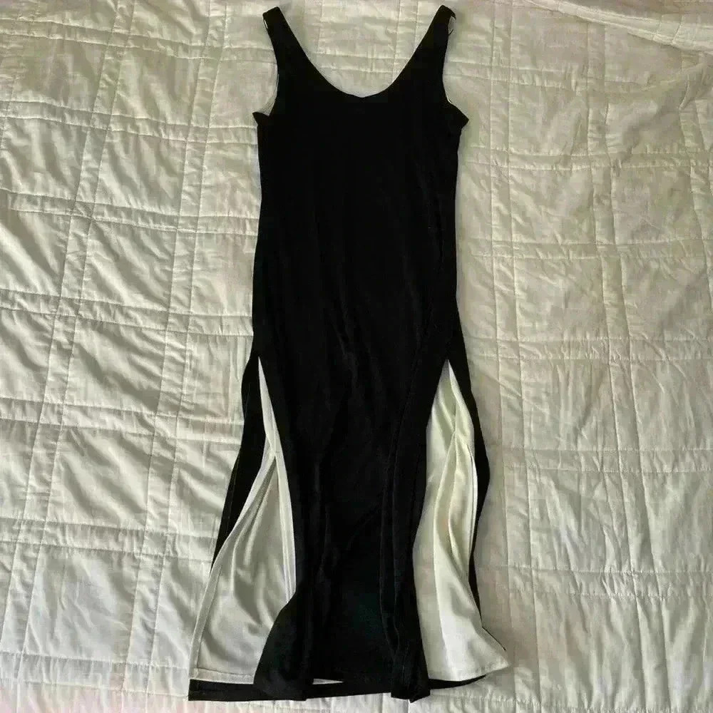Black satin sleeves formal dress small